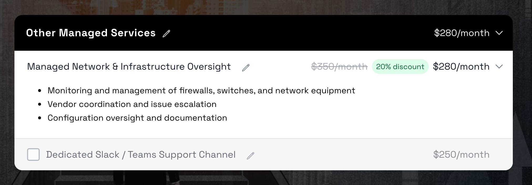 Line item discount controls in Smart Pricing Table